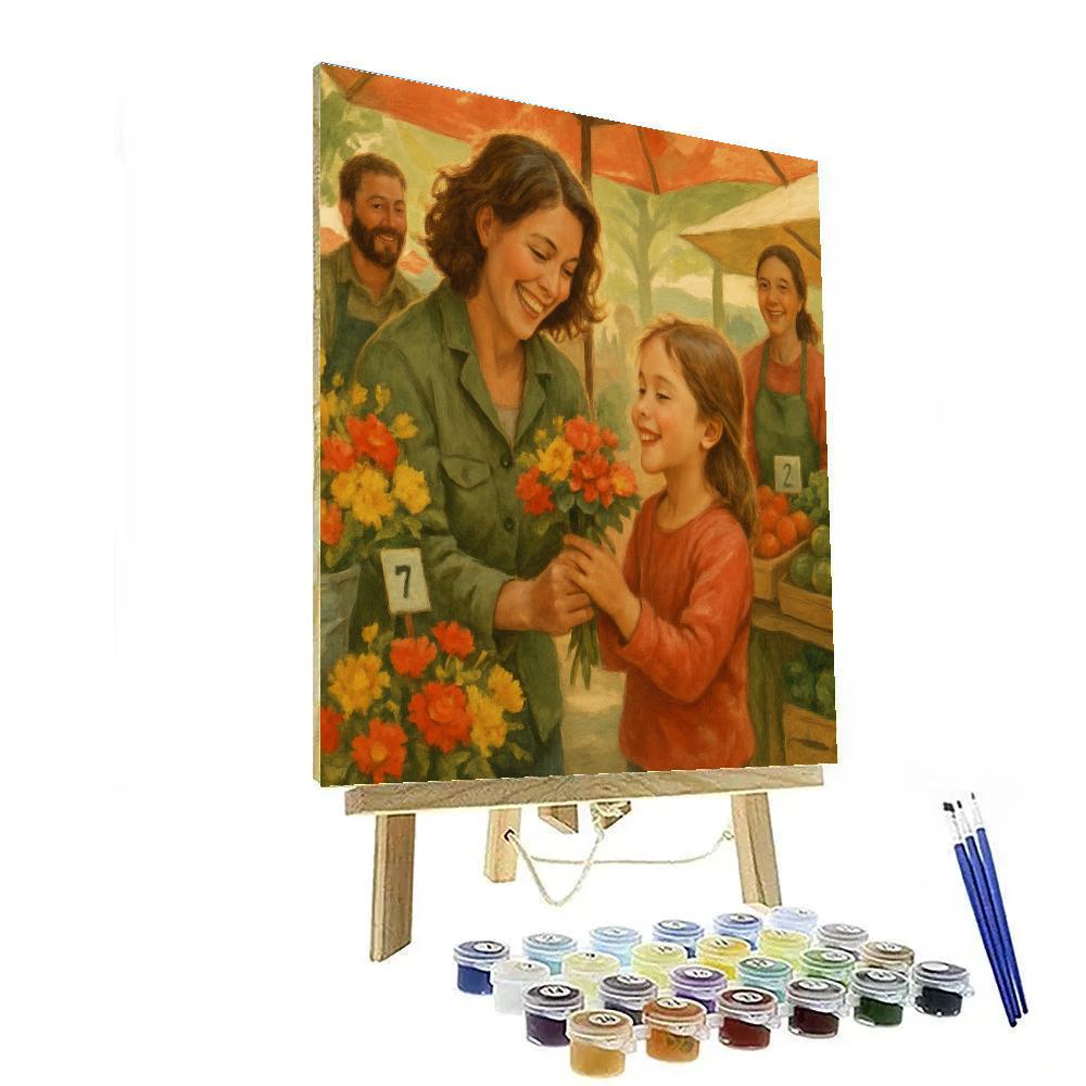 Farmers Market Flower Picking Painting by numbers kit