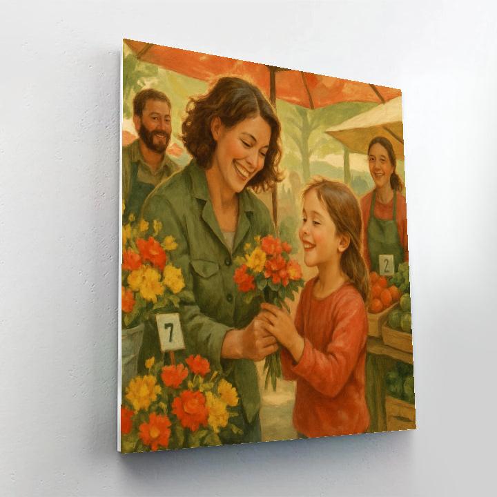 Farmers Market Flower Picking Painting by numbers kit