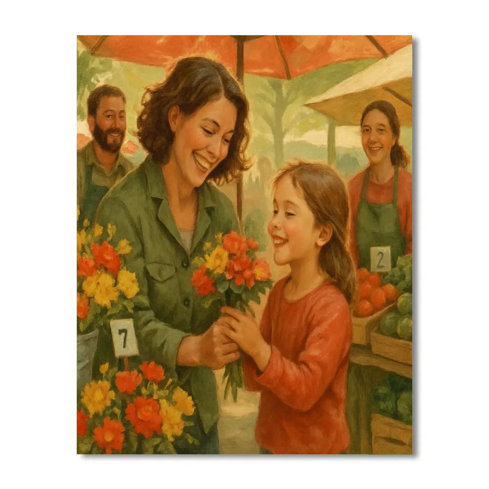 Farmers Market Flower Picking Painting by numbers kit