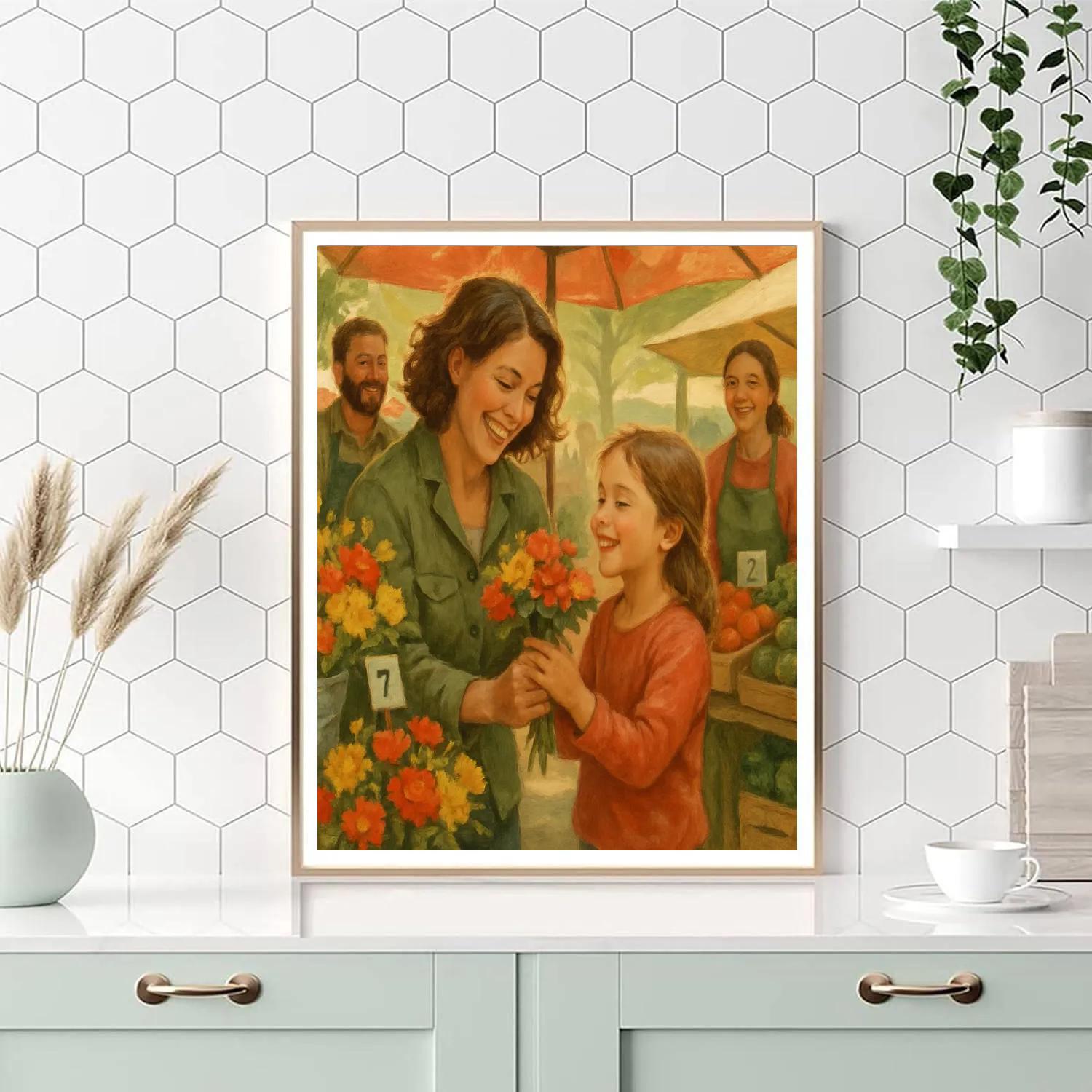 Farmers Market Flower Picking Painting by numbers kit