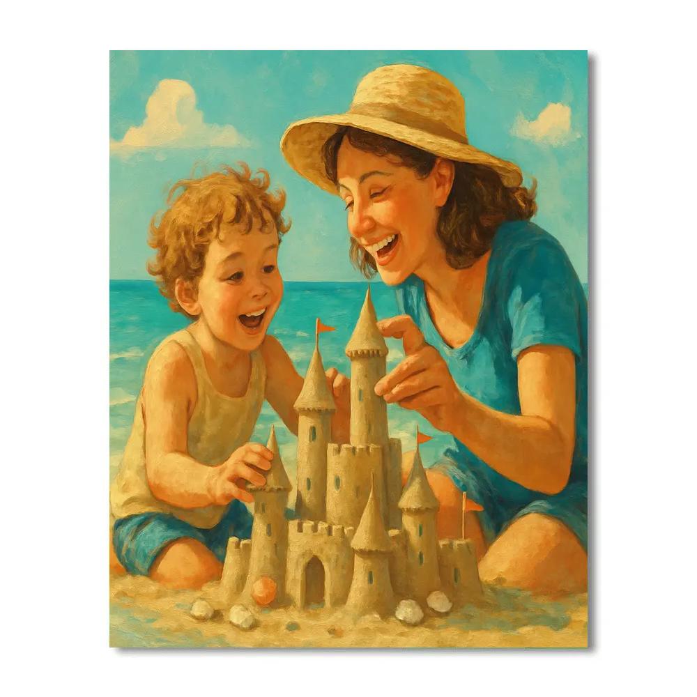Seaside Sandcastle Collaboration Number painting