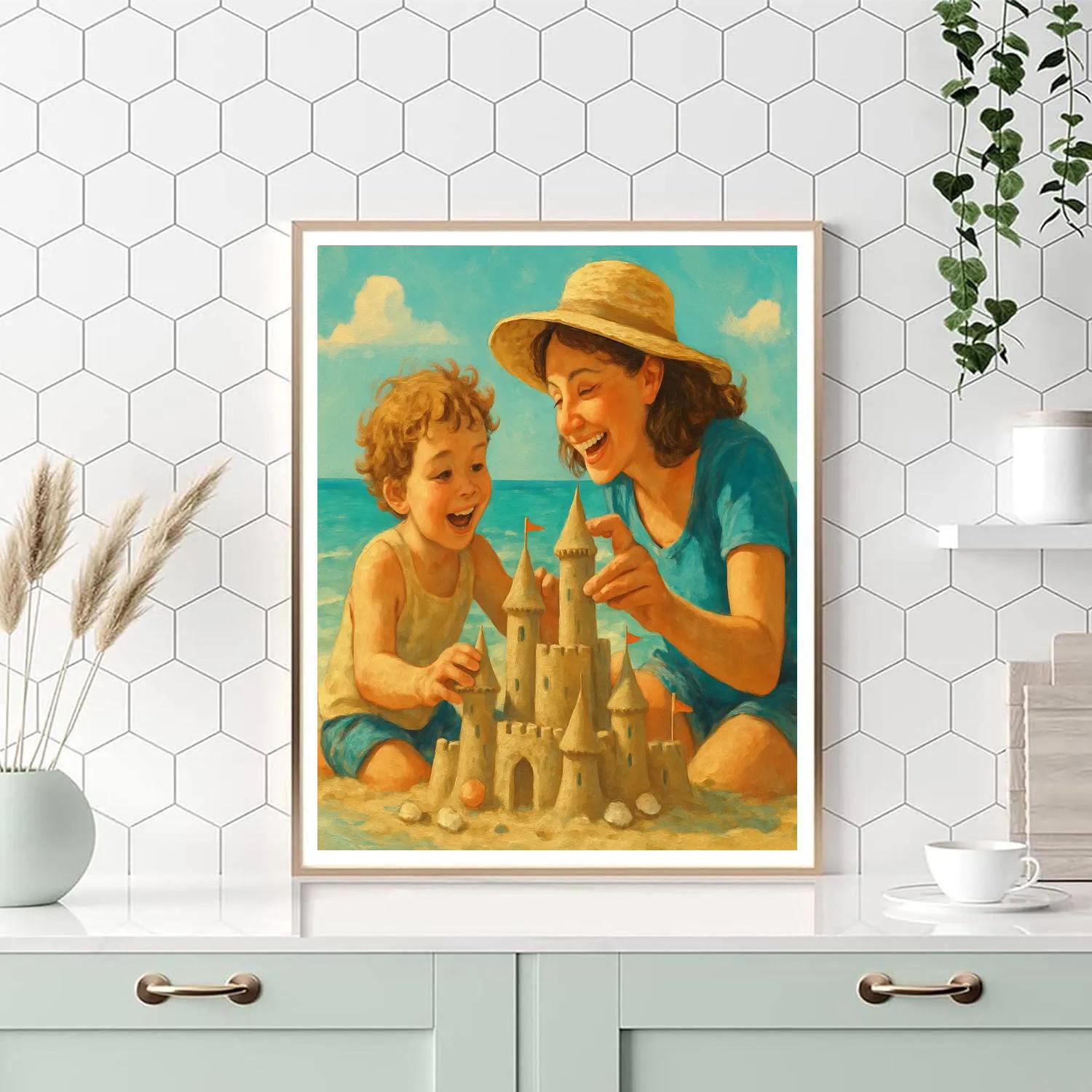 Seaside Sandcastle Collaboration Number painting