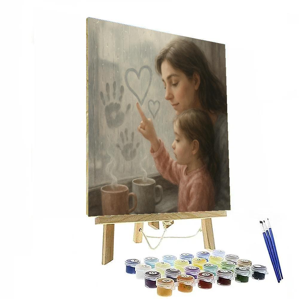 Rainy Window Heart Drawing Number painting