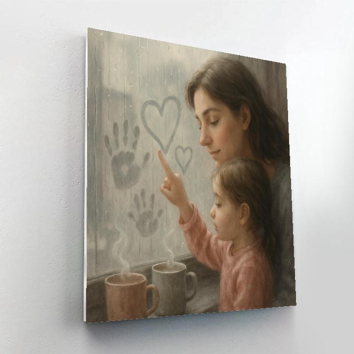 Rainy Window Heart Drawing Number painting