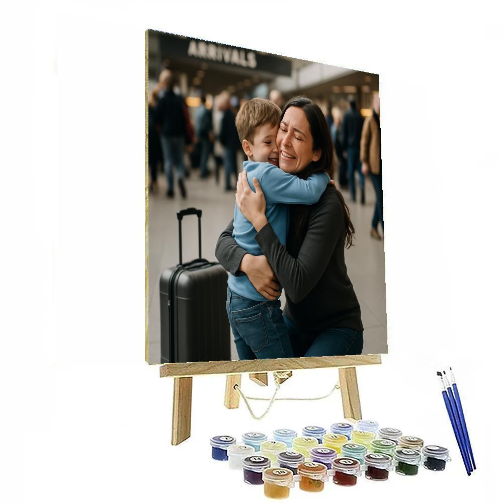 Airport Arrival Tearful Embrace Numbered painting kits