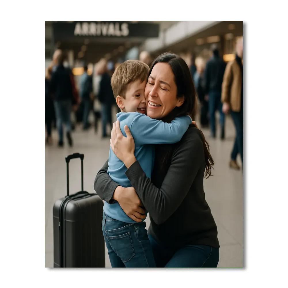 Airport Arrival Tearful Embrace Numbered painting kits