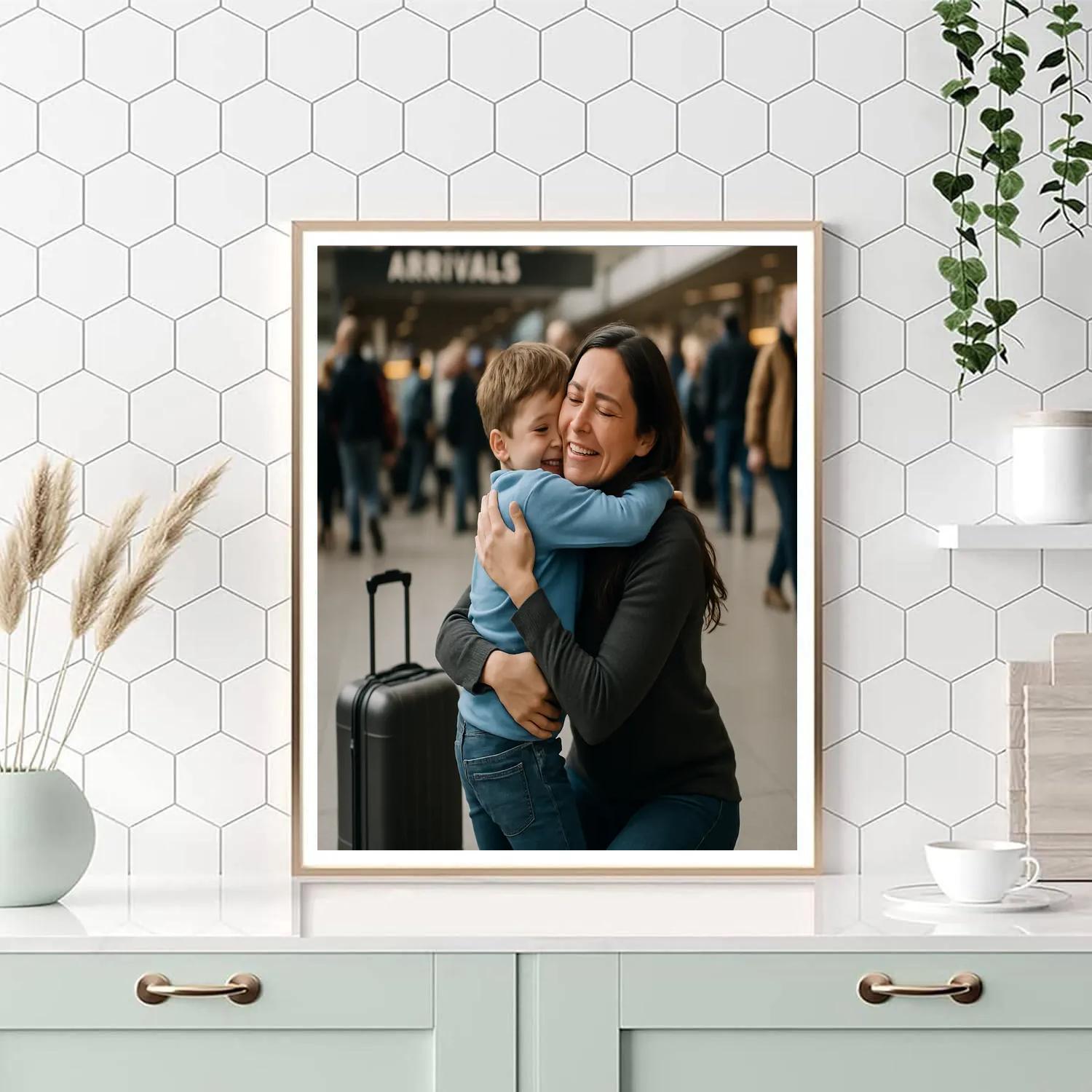 Airport Arrival Tearful Embrace Numbered painting kits