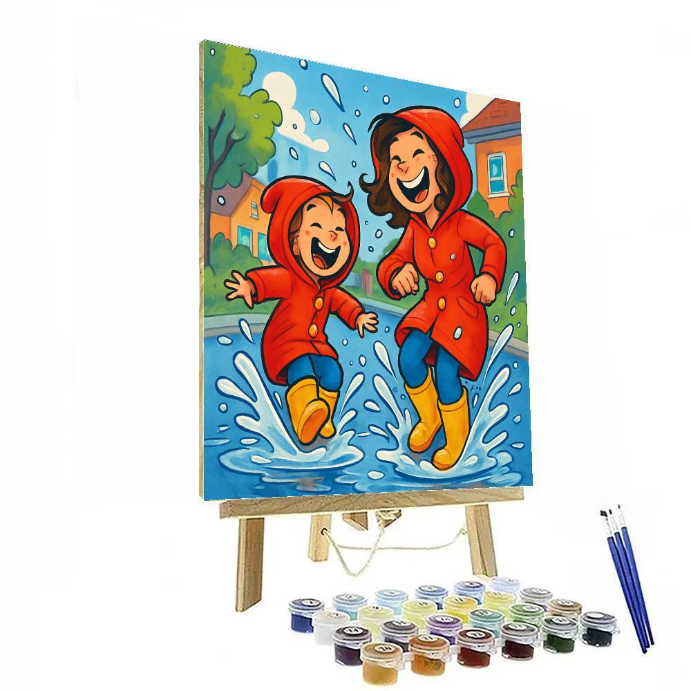 Puddle Splash Raincoat Fun Painting by numbers kit