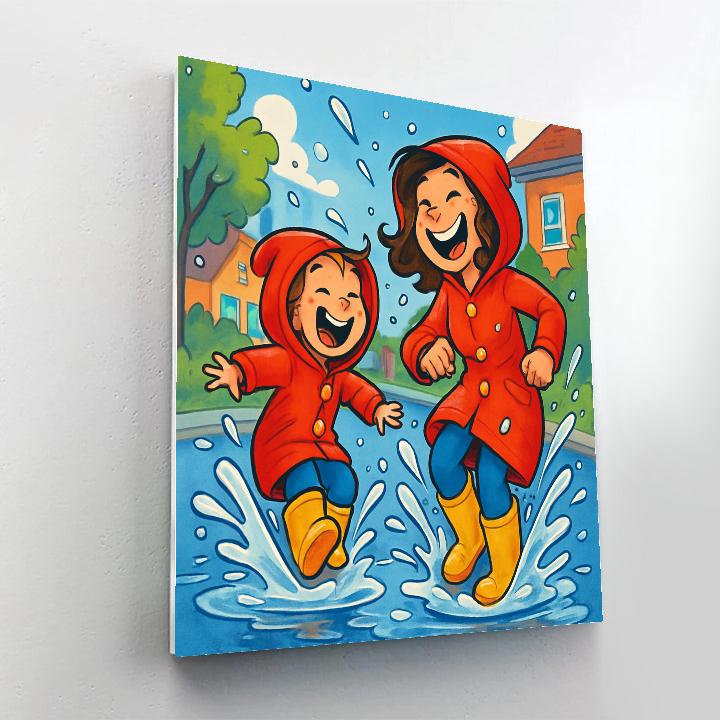 Puddle Splash Raincoat Fun Painting by numbers kit