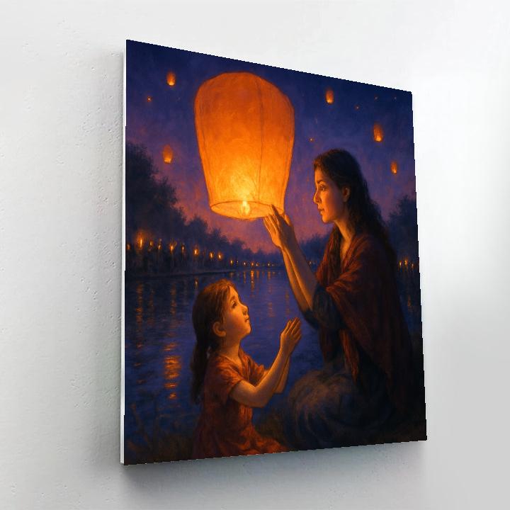 Riverside Lantern Release Paint by numbers art