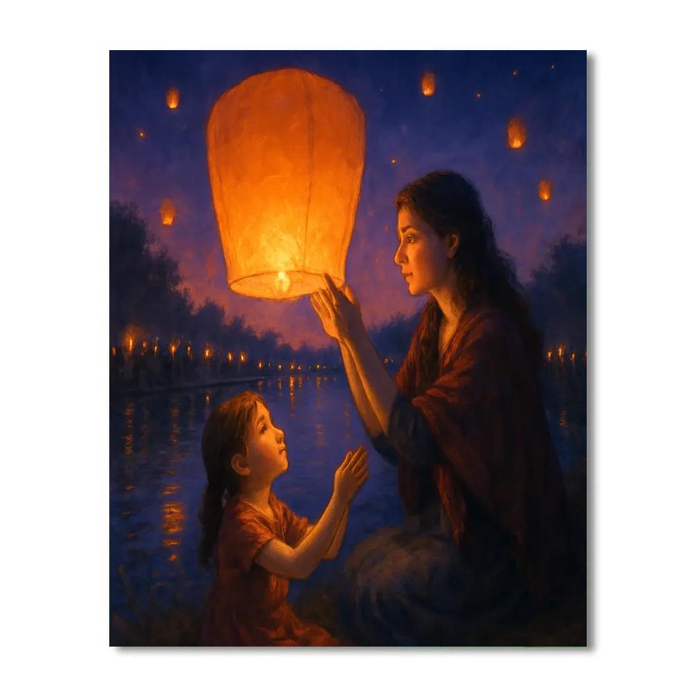 Riverside Lantern Release Paint by numbers art