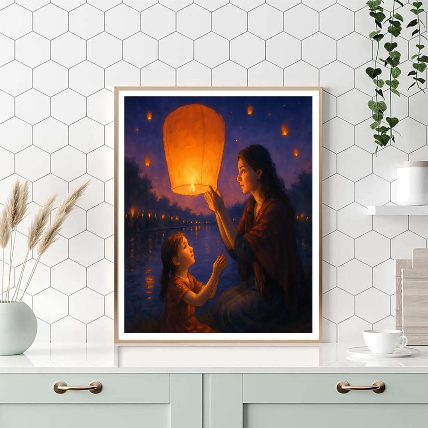 Riverside Lantern Release Paint by numbers art