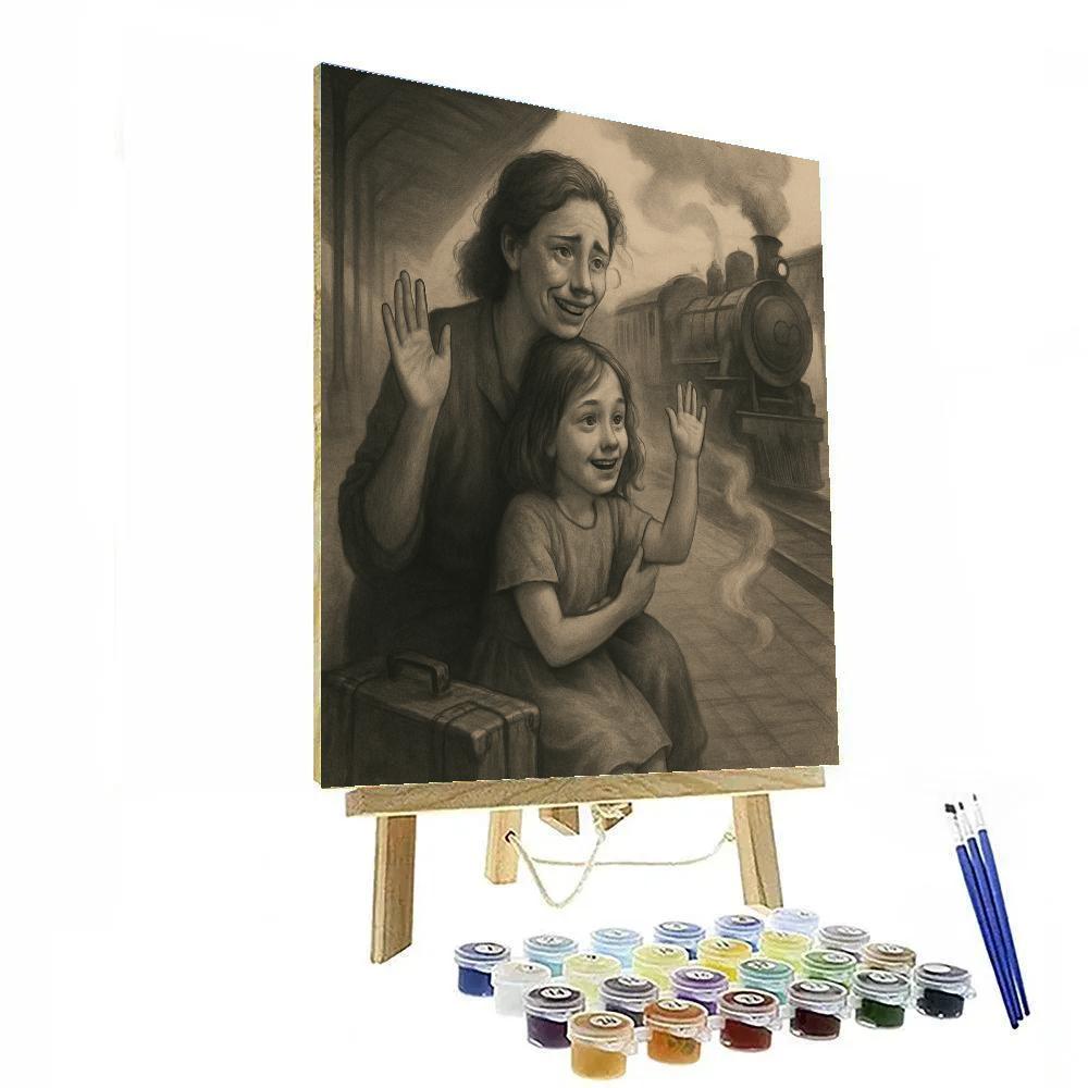 Train Platform Goodbye Wave Paint by numbers kits