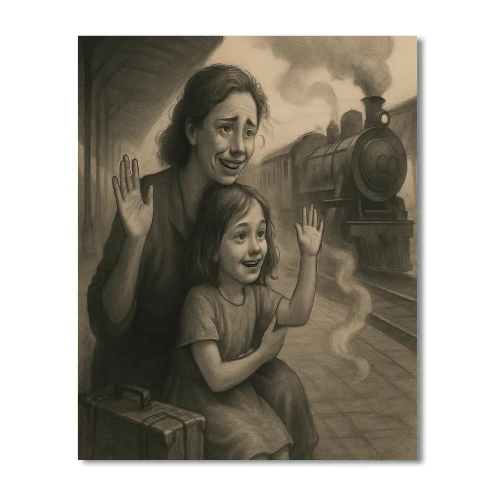 Train Platform Goodbye Wave Paint by numbers kits