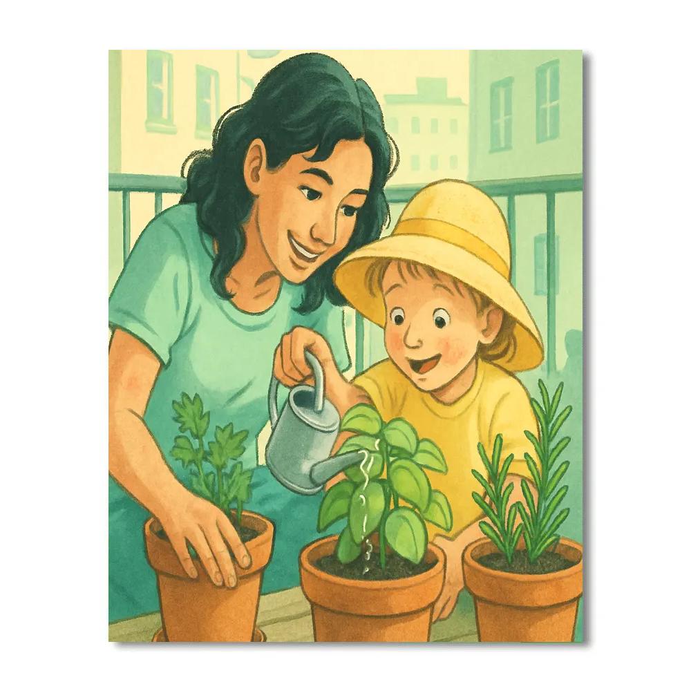 Porch Garden Watering Lesson paint by numbers