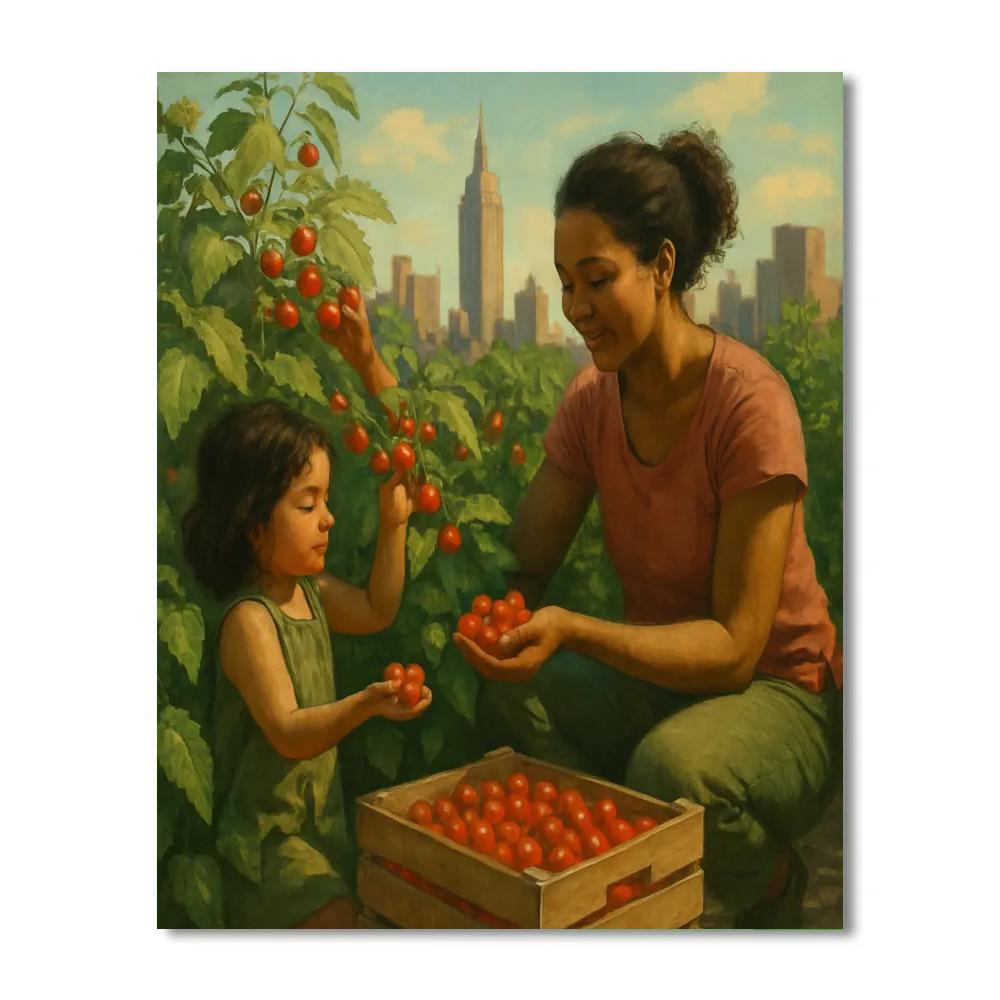 Rooftop Garden Harvest Duo Paint by numbers art