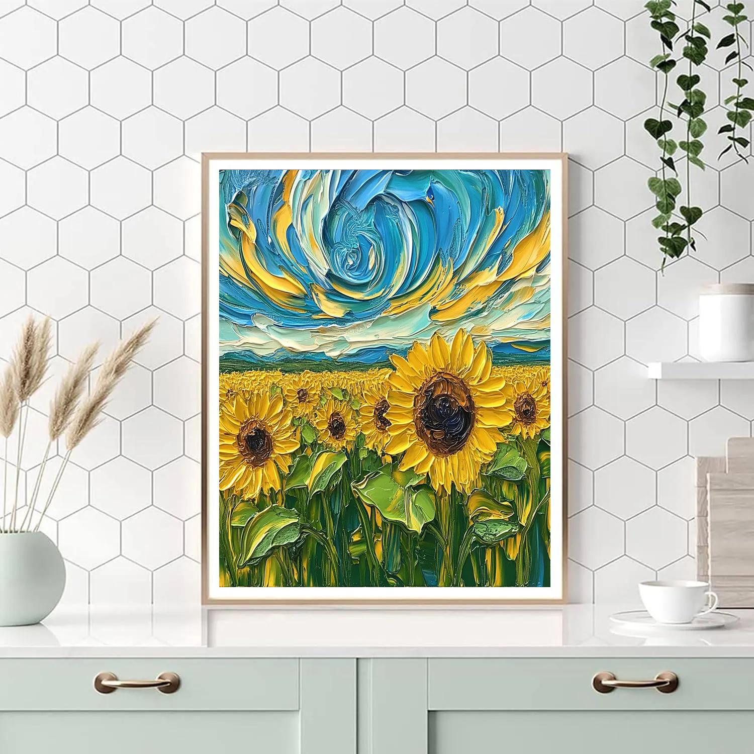 Vincent Van Gogh Inspired Sunflower Field DIY paint by numbers