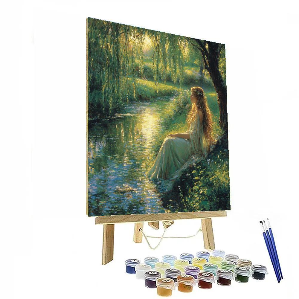John William Waterhouse Inspired Naiad By The Stream paint by color