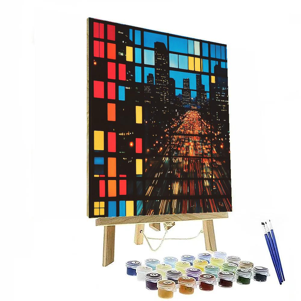 Piet Mondrian Inspired Citylights Paint by numbers art