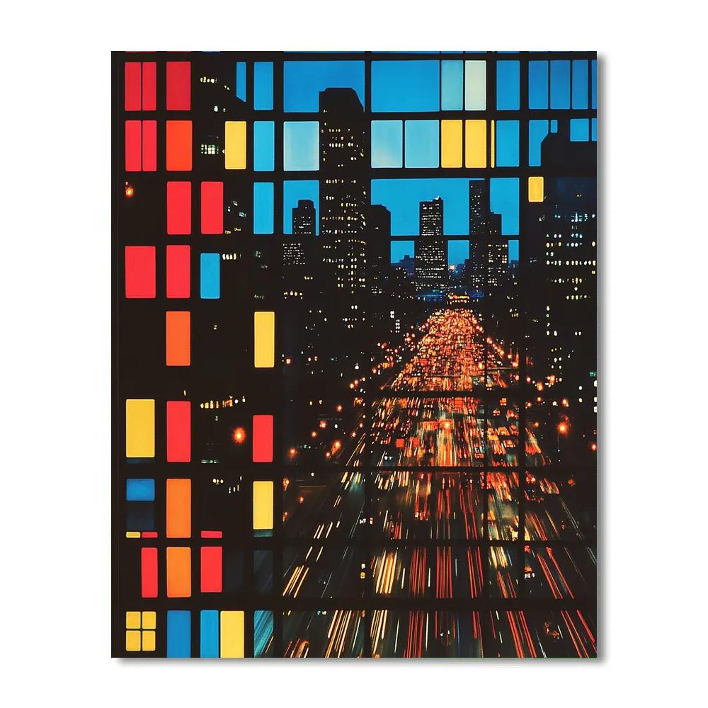 Piet Mondrian Inspired Citylights Paint by numbers art