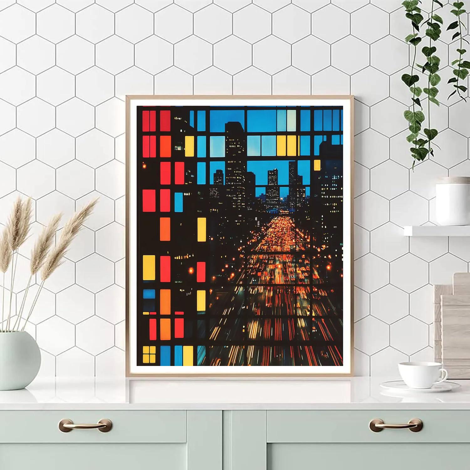 Piet Mondrian Inspired Citylights Paint by numbers art