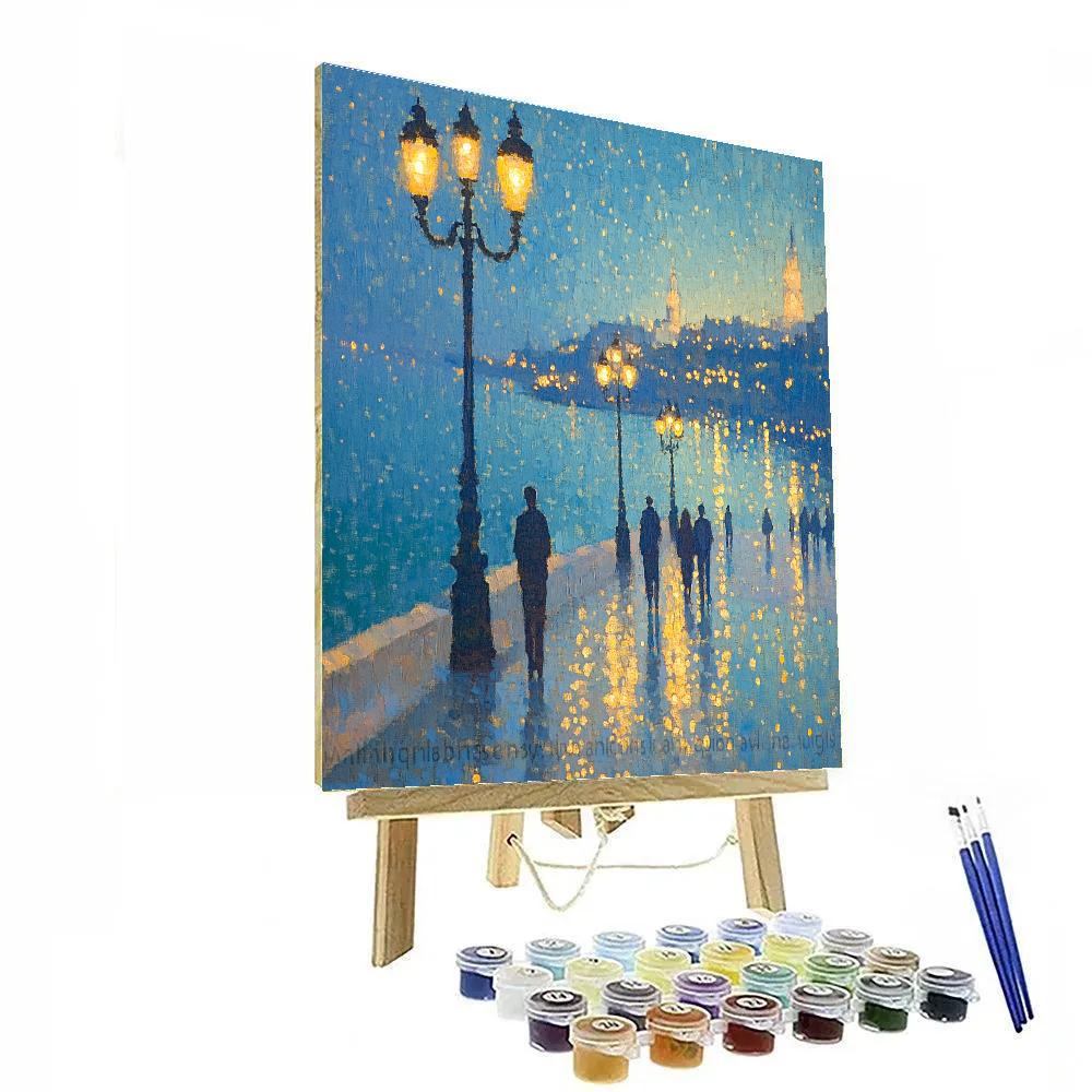 Georges Seurat Inspired Twilight Promenade paint by color