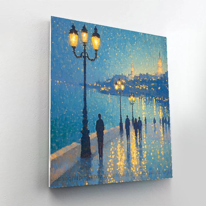 Georges Seurat Inspired Twilight Promenade paint by color