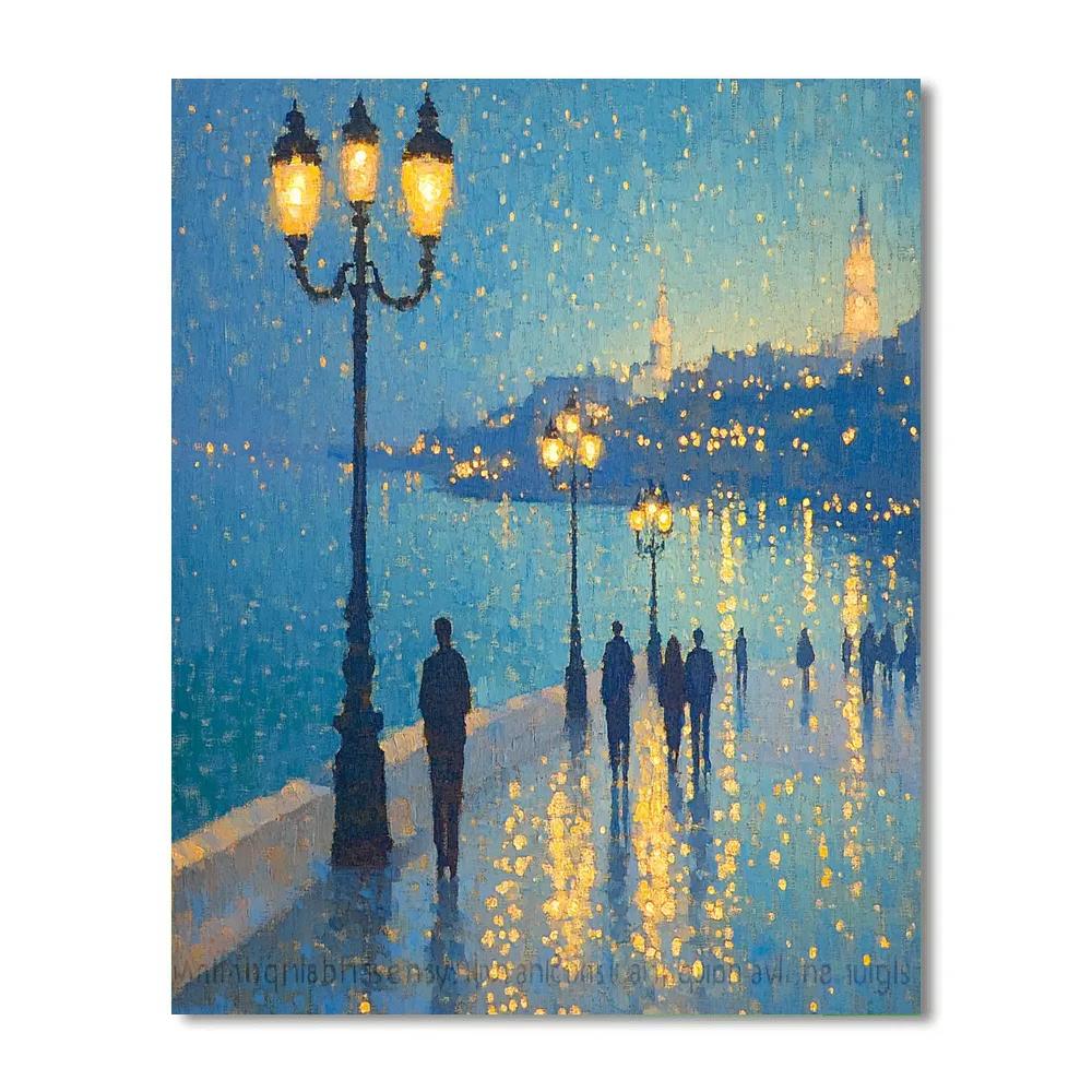 Georges Seurat Inspired Twilight Promenade paint by color