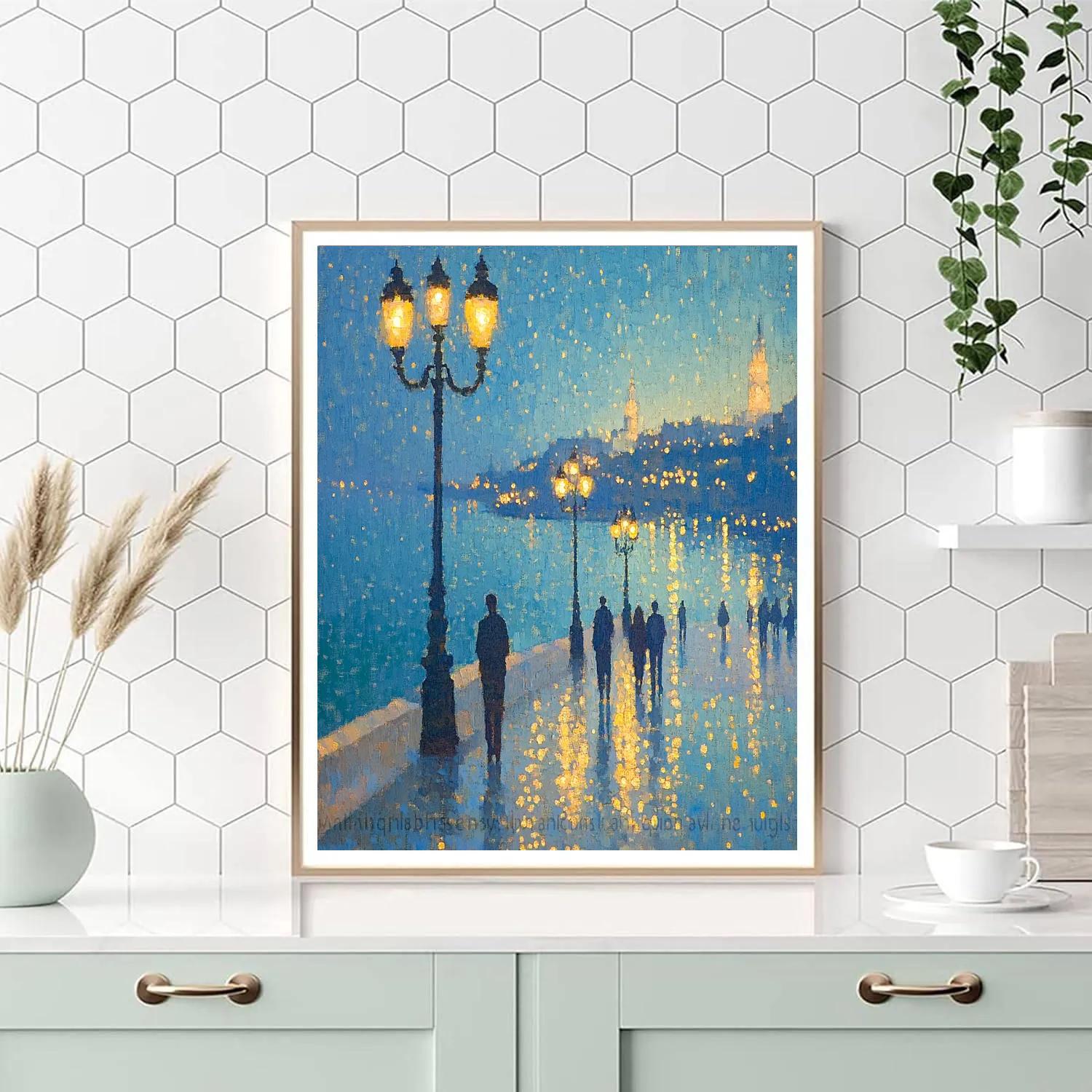 Georges Seurat Inspired Twilight Promenade paint by color