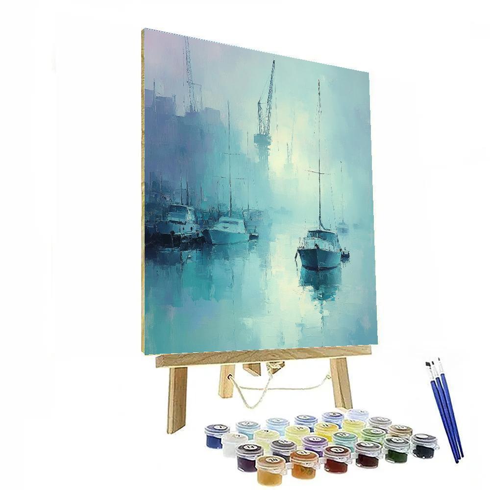 Claude Monet Inspired Foggy Harbor Morning Paint by numbers art