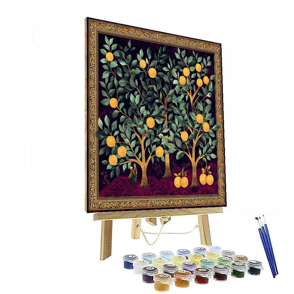 Gustav Klimt Inspired Orchard In Gold paint by numbers