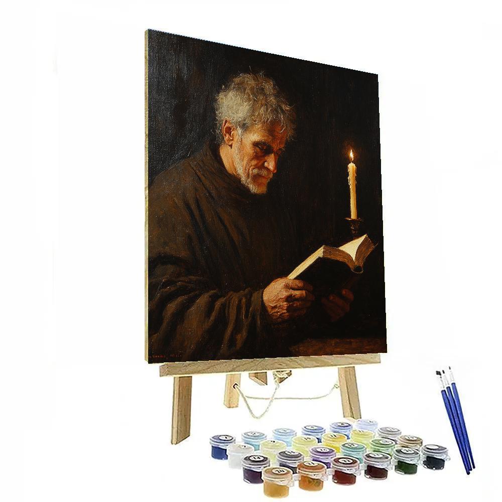 Rembrandt Inspired Scholar In Candlelight DIY paint by numbers