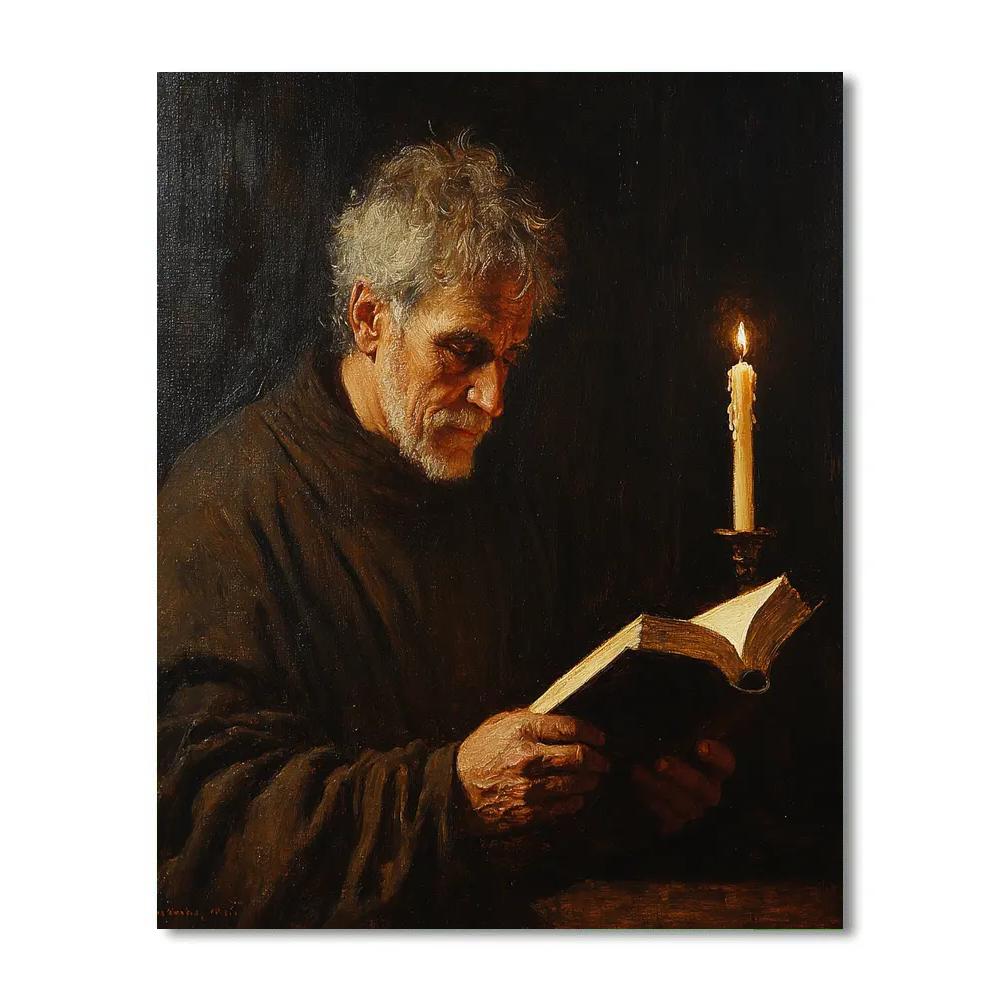 Rembrandt Inspired Scholar In Candlelight DIY paint by numbers