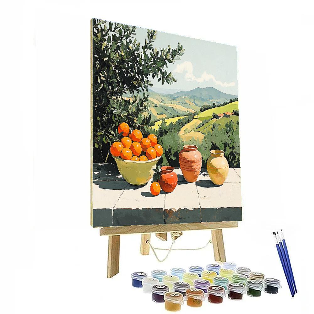 Paul Cézanne Inspired Terrace With Fruit Numbered painting kits