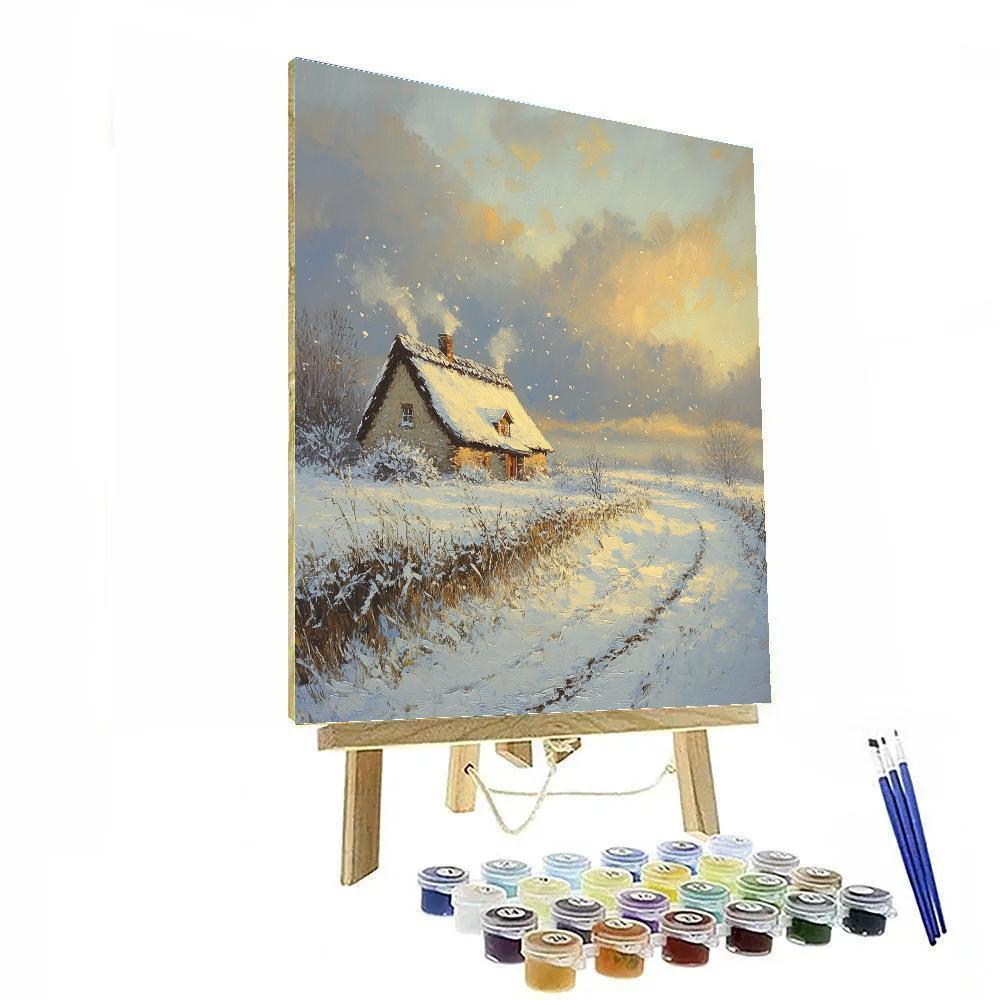 John Constable Inspired Cottage Snowfall paint by color