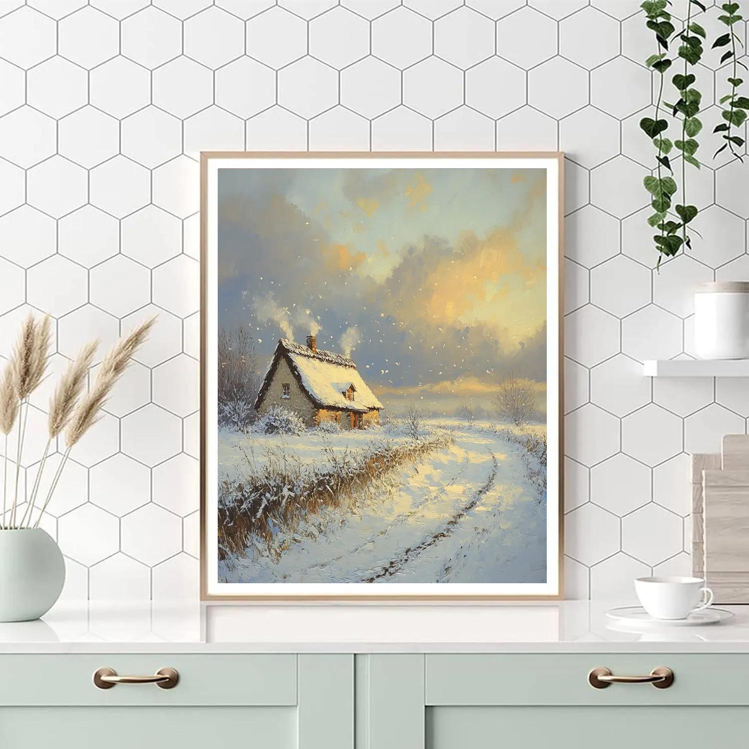 John Constable Inspired Cottage Snowfall paint by color