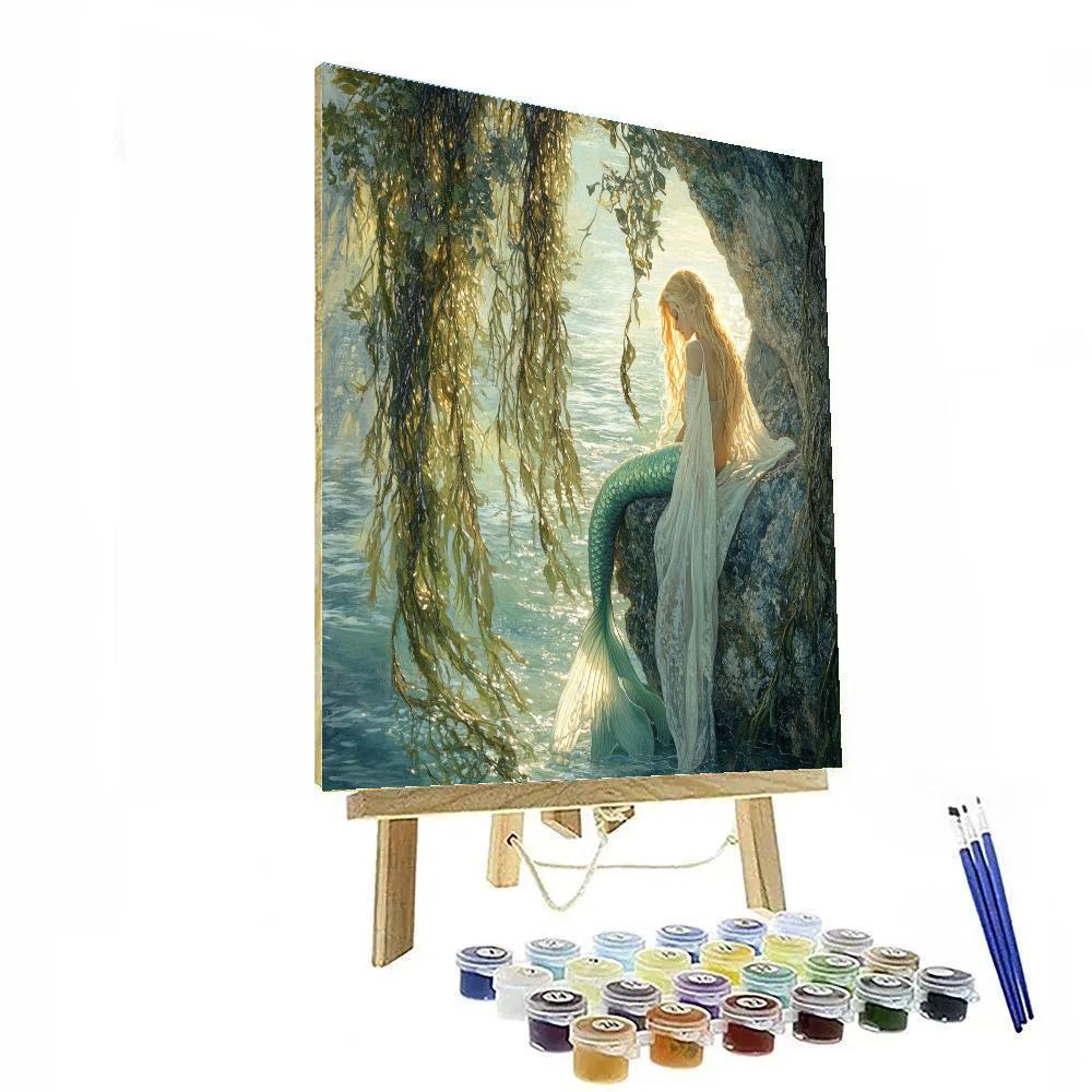 John William Waterhouse Inspired Mermaid Cove paint by color