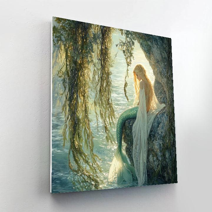 John William Waterhouse Inspired Mermaid Cove paint by color