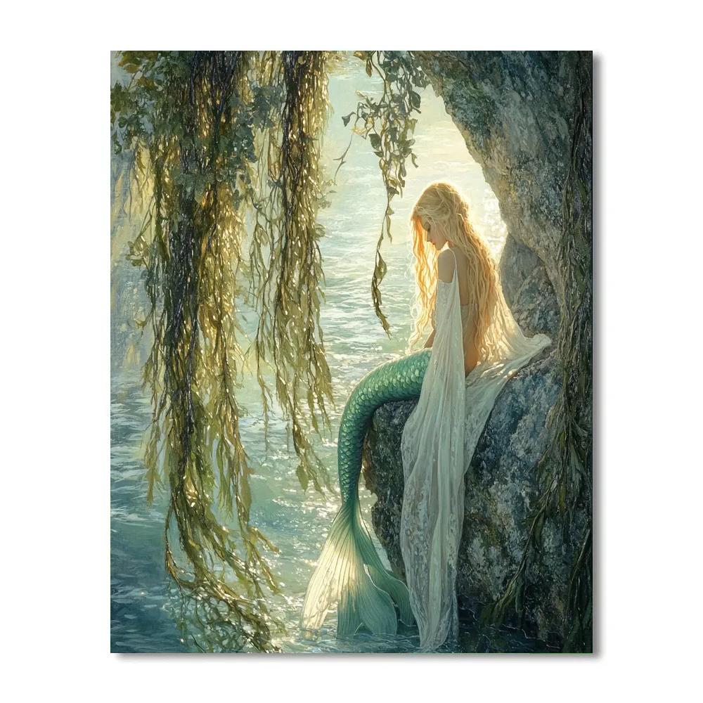 John William Waterhouse Inspired Mermaid Cove paint by color