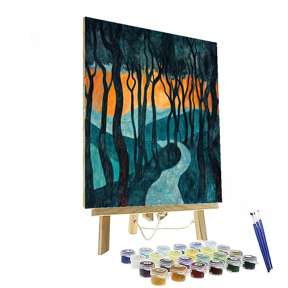 Edvard Munch Inspired Stormy Forest Paint by numbers art