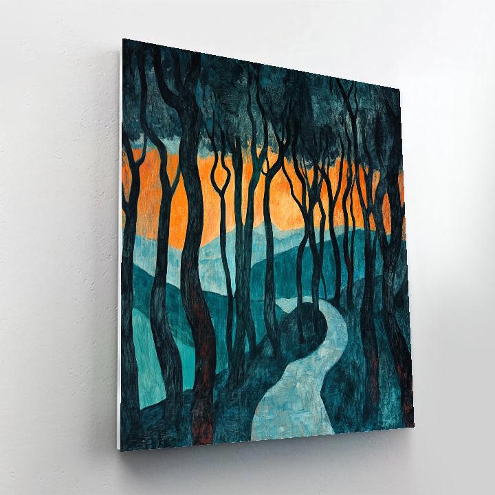 Edvard Munch Inspired Stormy Forest Paint by numbers art