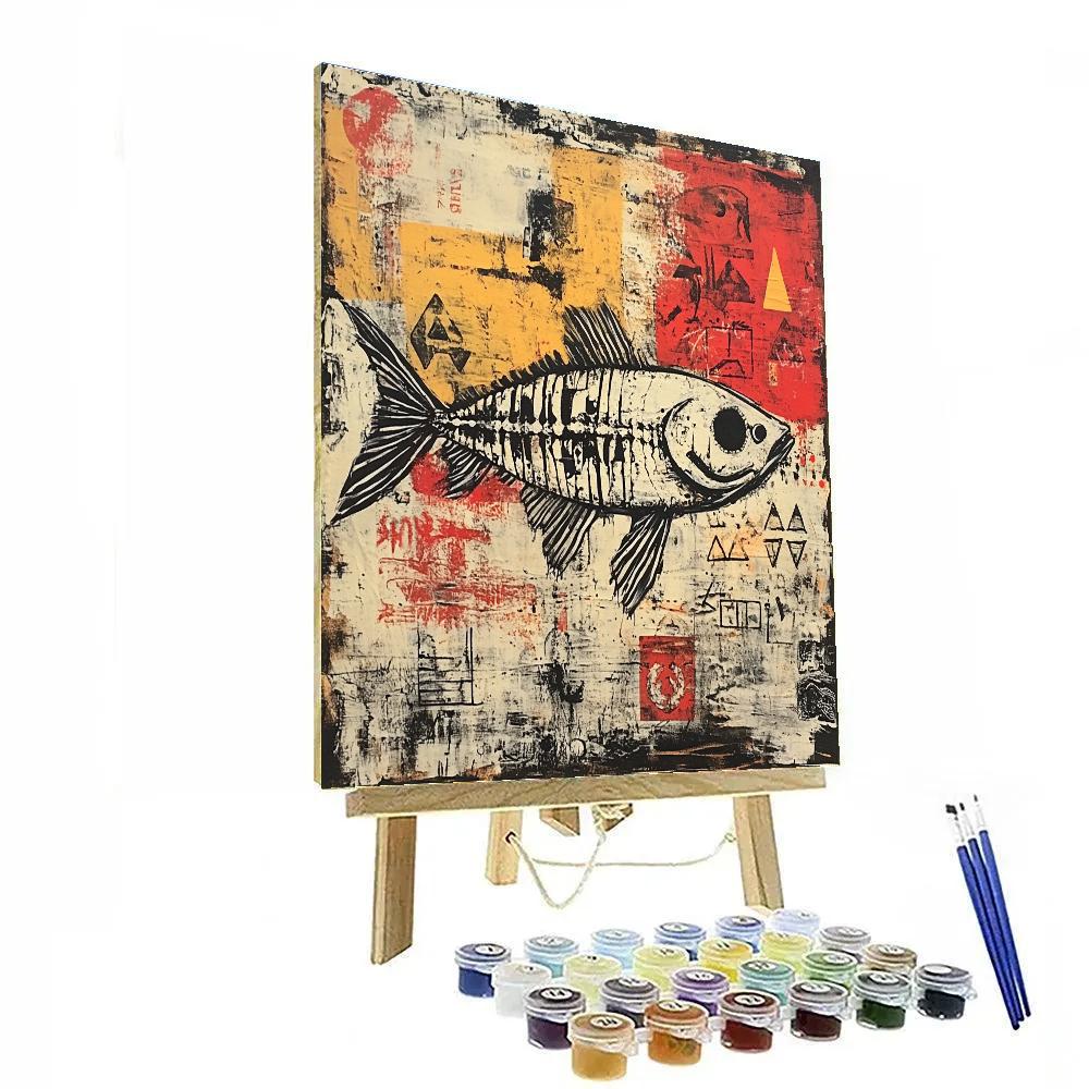 Jean-Michel Basquiat Inspired Oceanic Fossils painting number kit