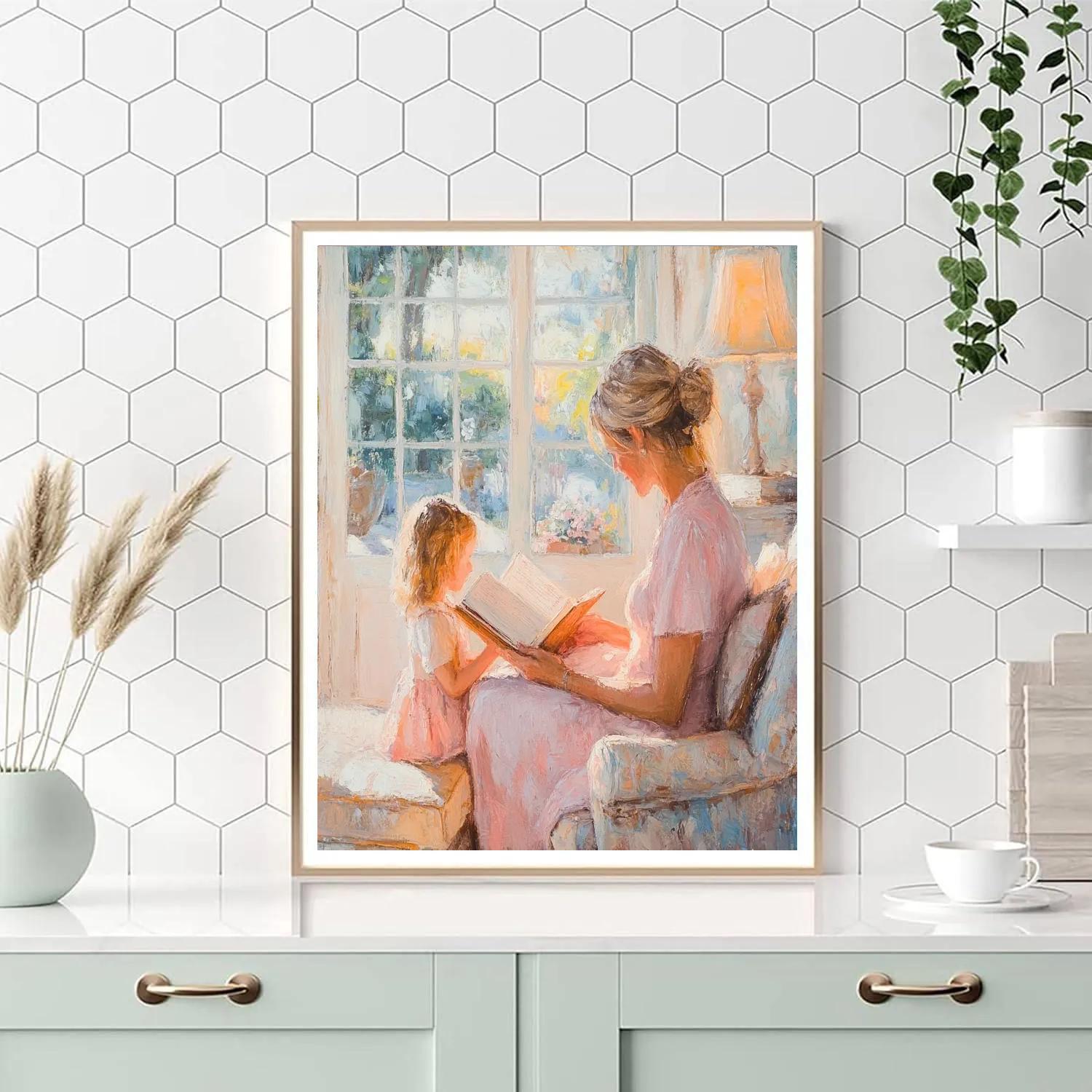 Mary Cassatt Inspired Reading Mothers Lap paint by number