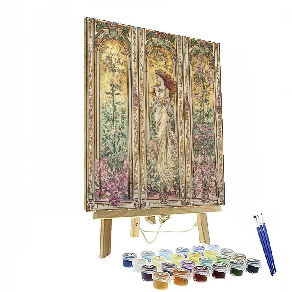 Alphonse Mucha Inspired Seasonal Calendar paint by number