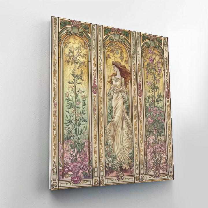 Alphonse Mucha Inspired Seasonal Calendar paint by number