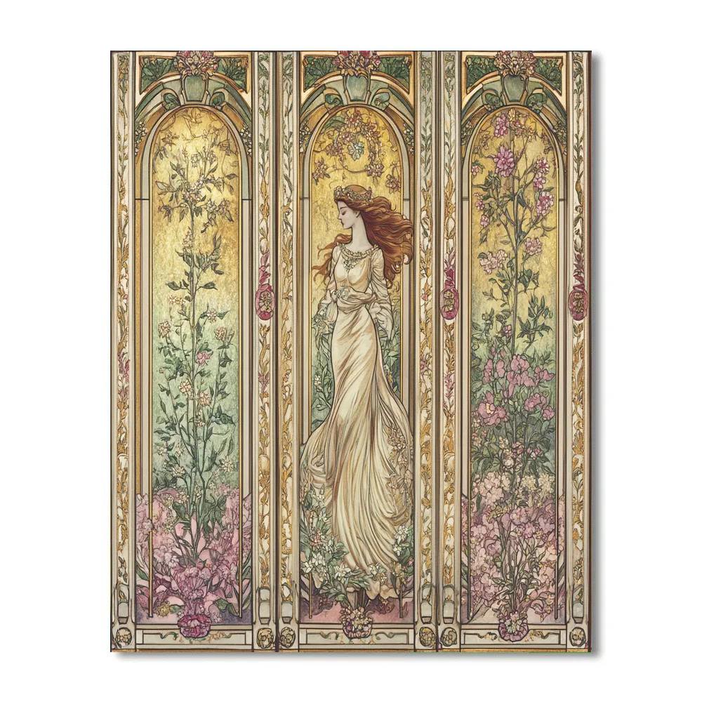 Alphonse Mucha Inspired Seasonal Calendar paint by number