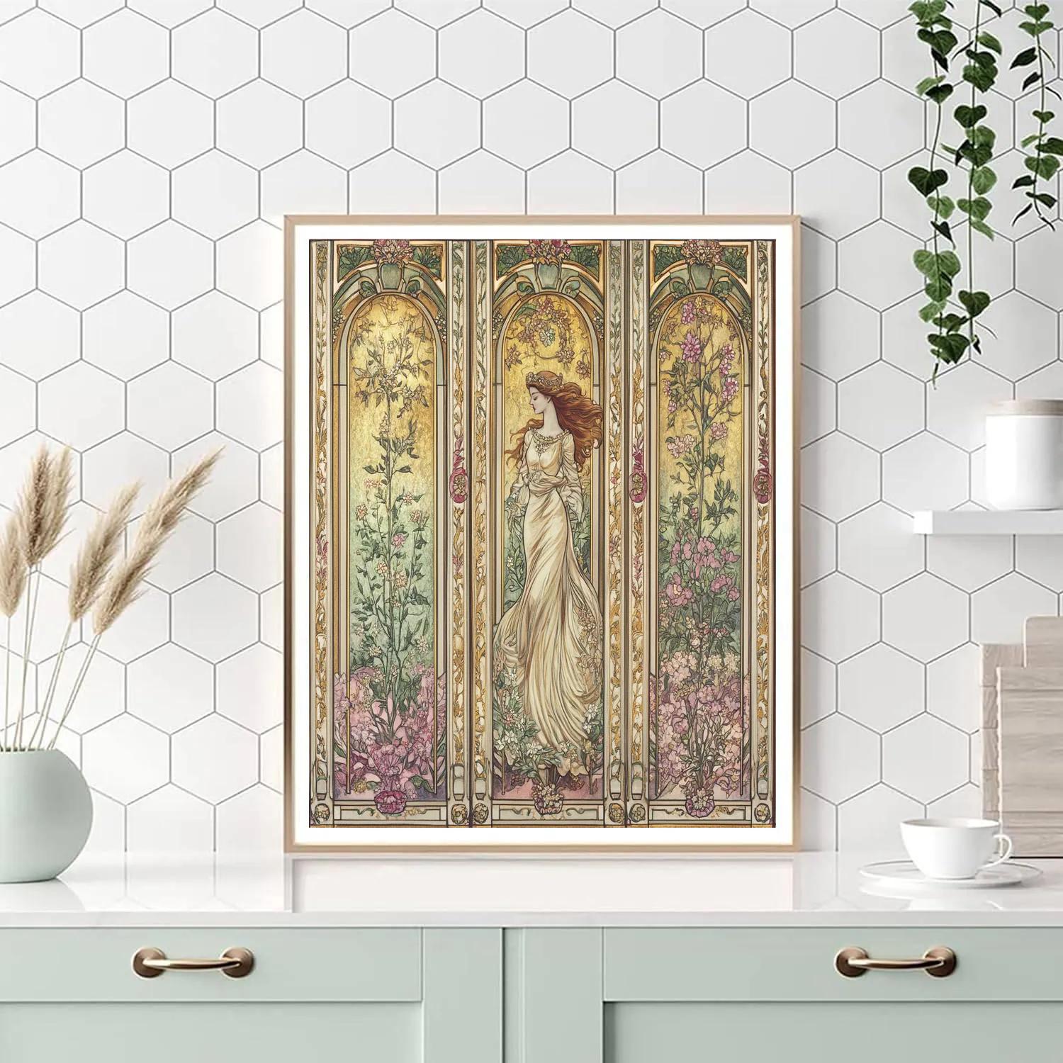 Alphonse Mucha Inspired Seasonal Calendar paint by number