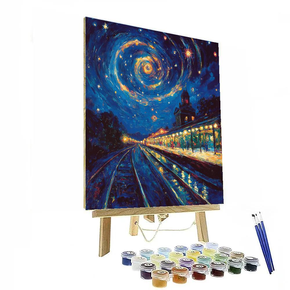 Vincent Van Gogh Inspired Night Train Number painting