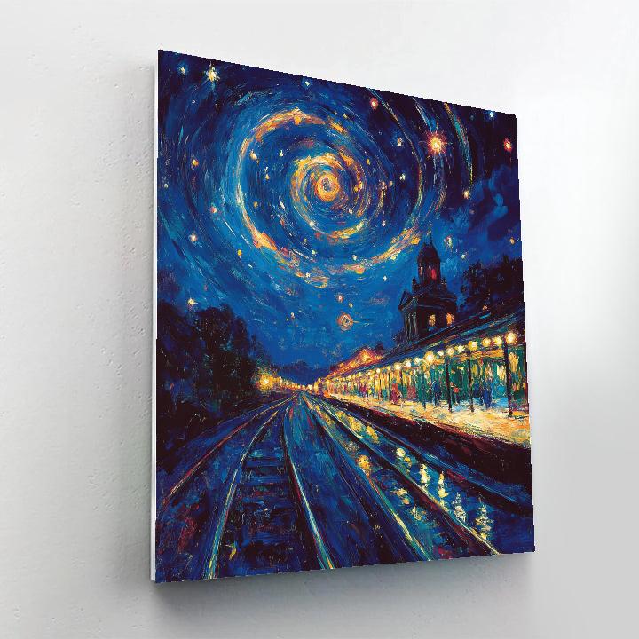 Vincent Van Gogh Inspired Night Train Number painting