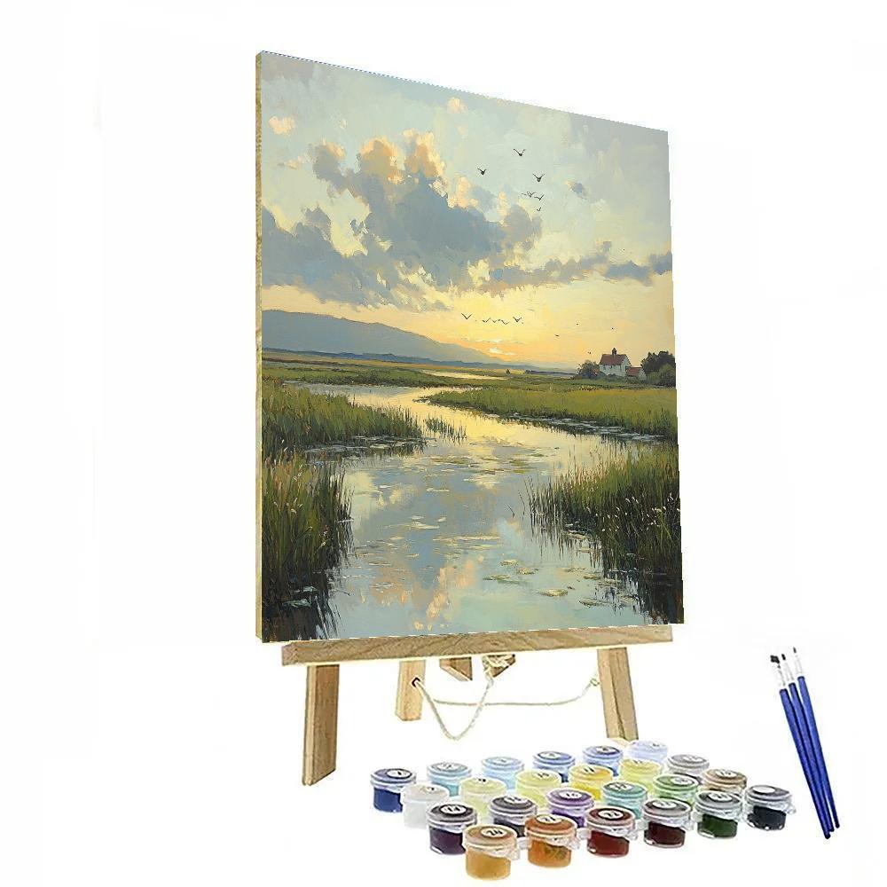 John Constable Inspired Marshland Dawn paint by numbers